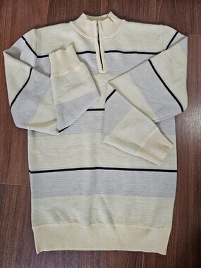 *NEW* Boys Half-Zip Striped Sweater  - Cream & Light Gray